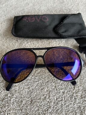 Vintage Revo Black Aviator Sunglasses circa 1986 polarized lenses